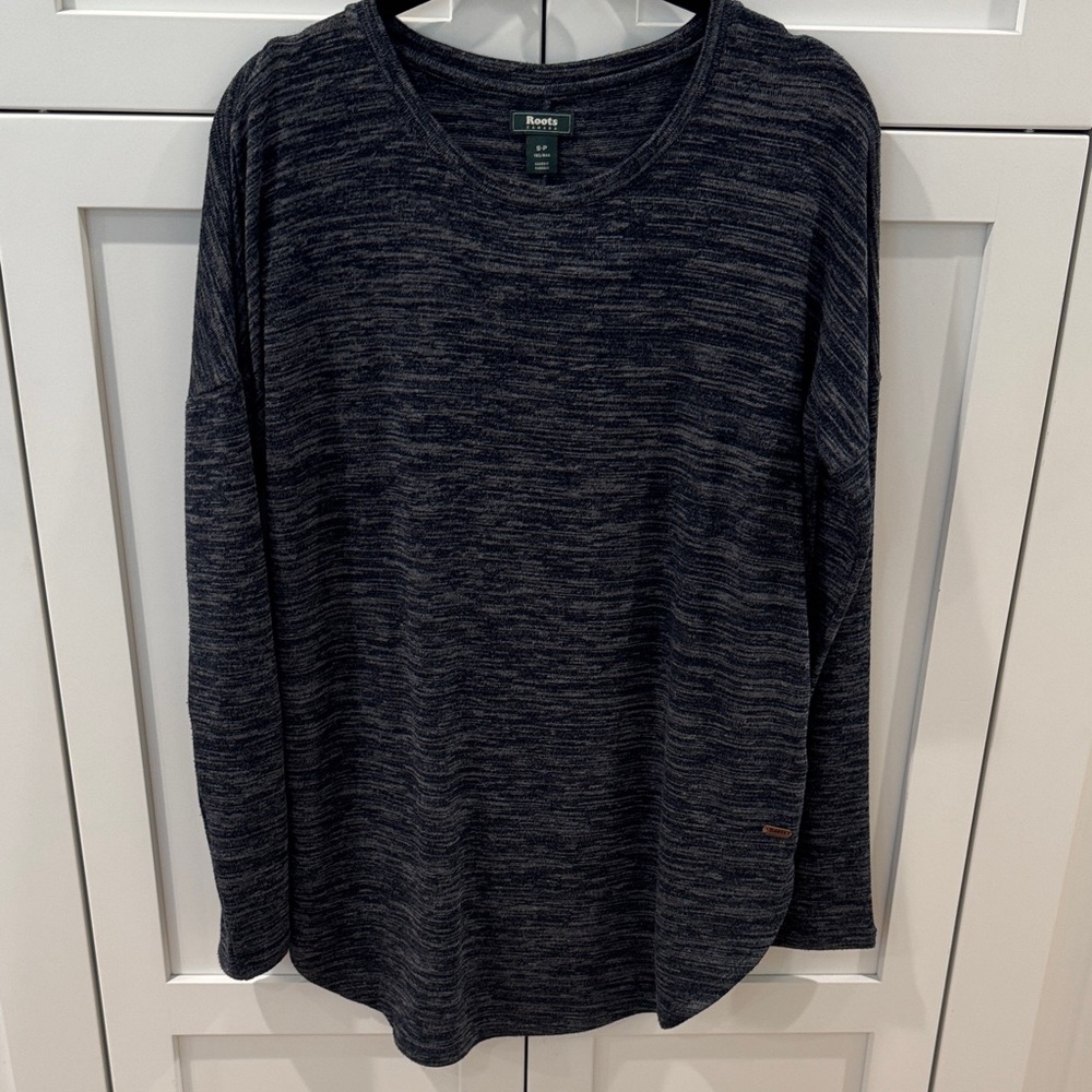 Roots Navy Blue Heather Cozy Soft Knit Top Tee thick long